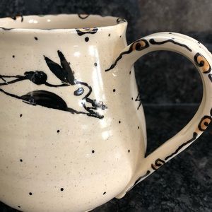Handmade ceramic 18 ounce flying rabbit mug
